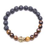 Wholesale 8mm Zinc Alloy Lava Stone Expandable Beaded Buddha Bracelet